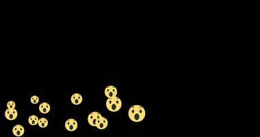 Açık Ağız Animasyon Emoji ile yüz. Smileys Duygu Simgeleri Canlandırma Alfa Kanalı