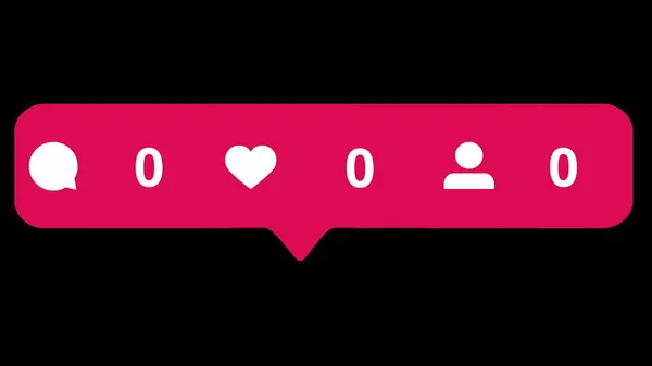 Comments, Likes, Follower. Like Icon Social Media. ed like button with increasing counting of numbers on white background. Animation. Abstract animation of social media reaction buttons