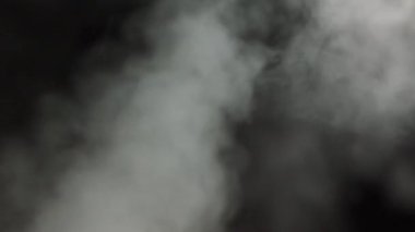 Karanlık Arkaplanda Yavaş Çekimde Yumuşak Sis. Siyah Arkaplanda Gerçekçi Atmosferik Gri Duman. Beyaz Duman Yavaşça Yükseliyor. Soyut Haze Bulutu. Animasyon Buğusu Efekti. Duman Akımı Efekti 4K