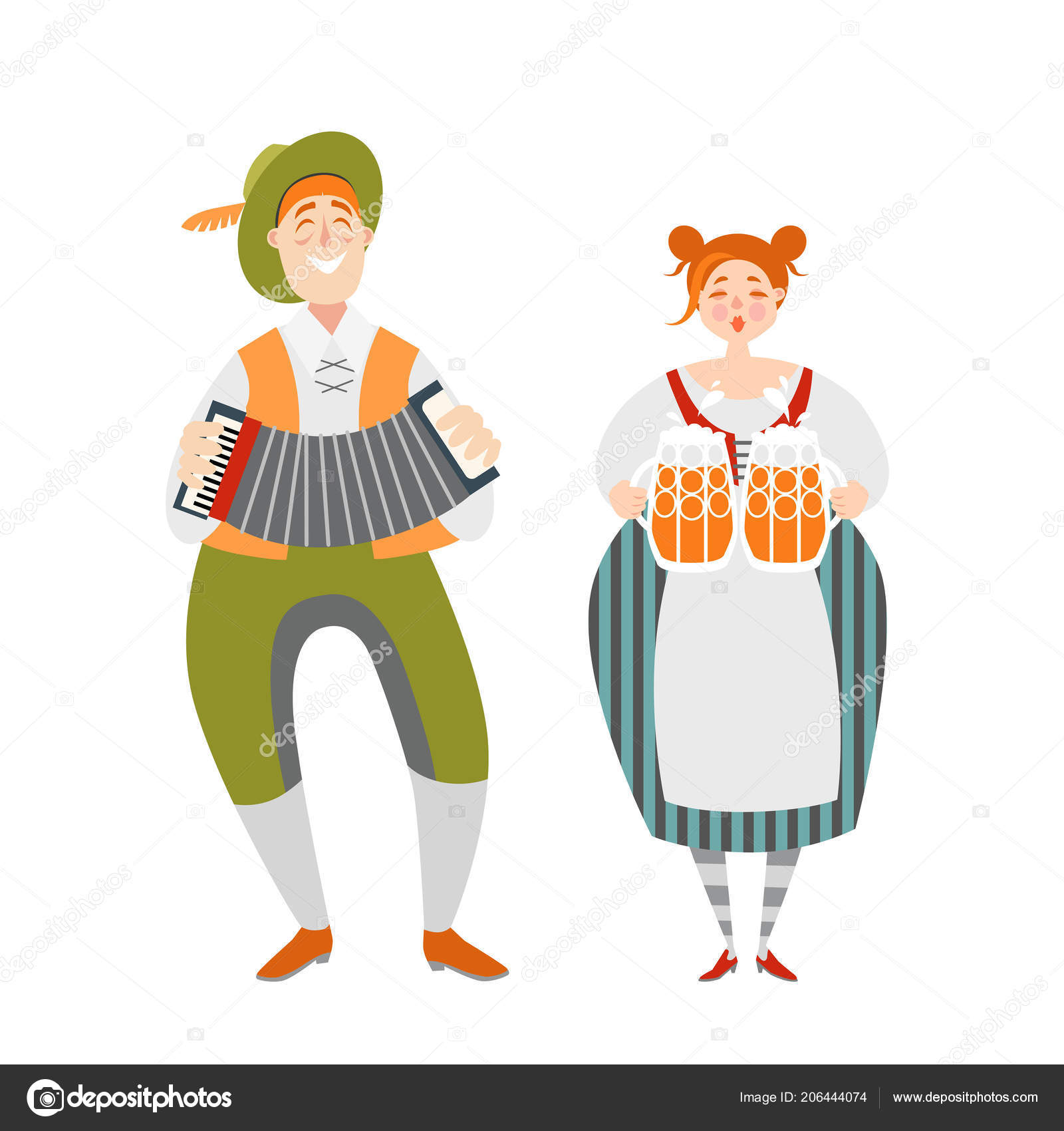 oktoberfest couple funny cartoon