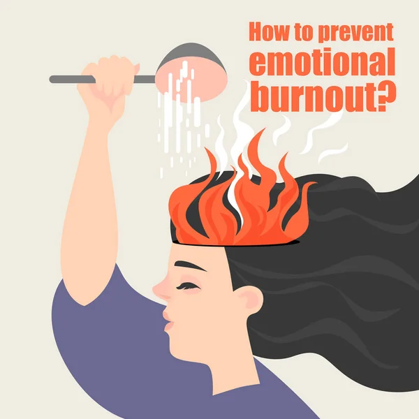 Konzeptionelles Bild Emotionalen Burnouts Das Mädchen Wässert Das Brennende Gehirn — Stockvektor