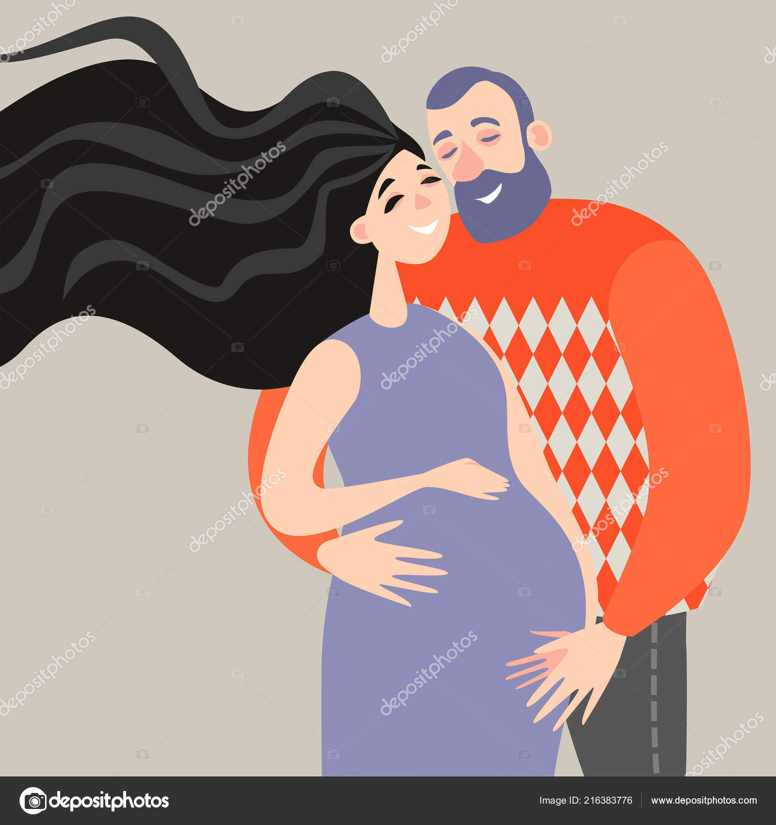 Nice Couple Waiting Birth Baby Pregnant Woman Her Husband Vector Stock  Vector Image by ©naidzionysheva #216383776