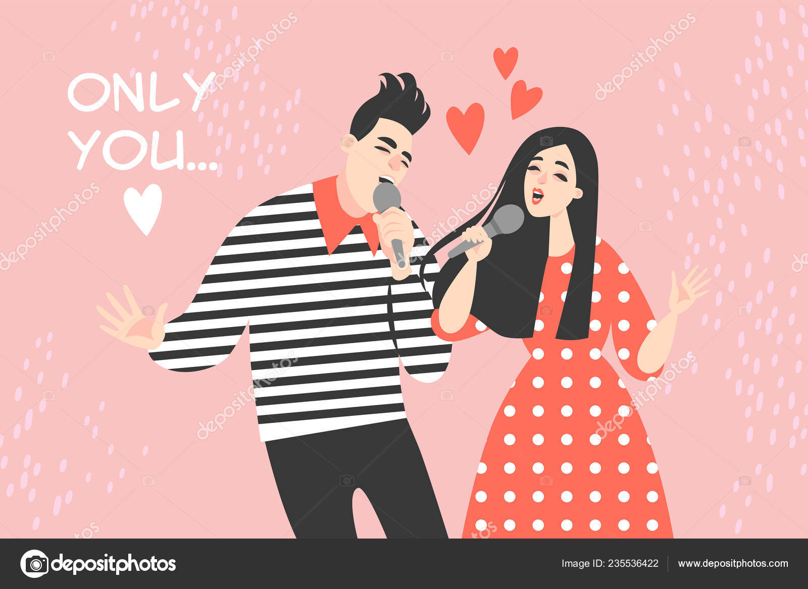 Vector Valentines Day Illustration Young Couple Singing Love Song Funny  Stock Vector Image by ©naidzionysheva #235536422