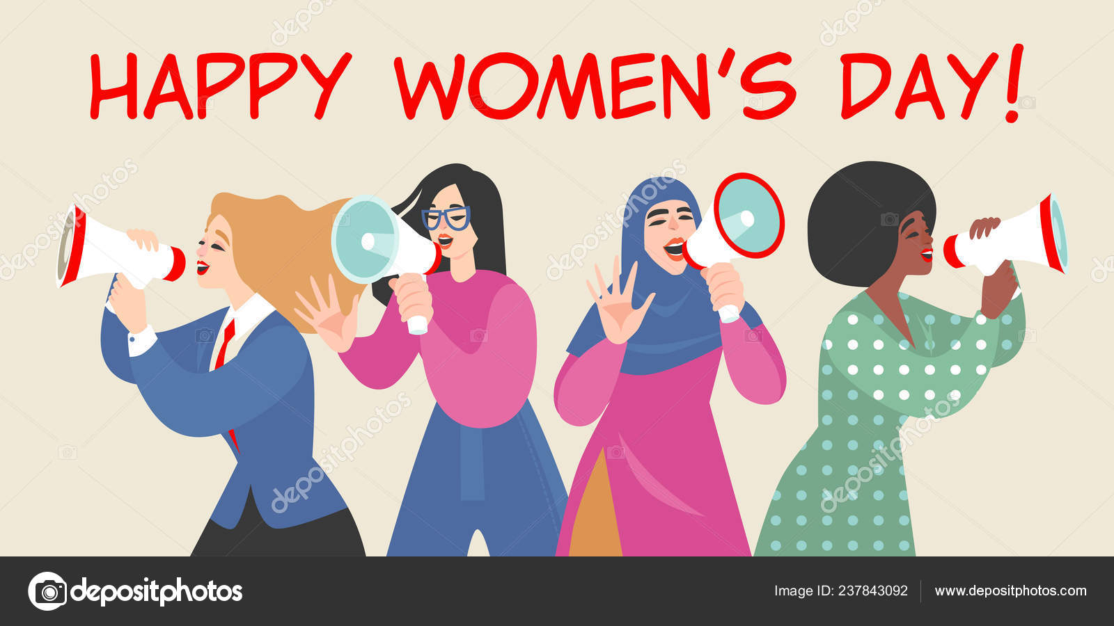 Vector Illustration Cartoon Style Girls Talking Megaphone Congratulating International Women's Stock Vector Image by ©naidzionysheva #237843092 Vector Illustration Cartoon Style Girls Talking Megaphone Congratulating International Women's Stock Vector Image by ©naidzionysheva #237843092
