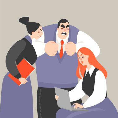 Kızıl saçlı kadın agresif confusedly insanlarla dizüstü bilgisayar ekranında görünüyor.