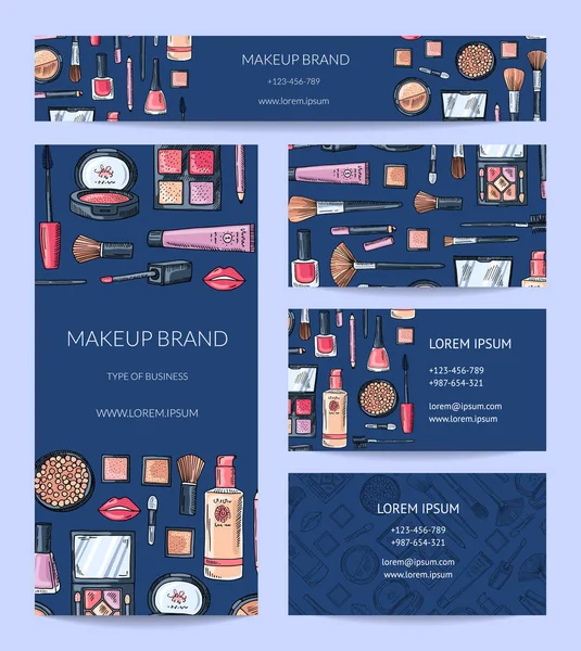 Vector beauty or makeup brand identity set with banner