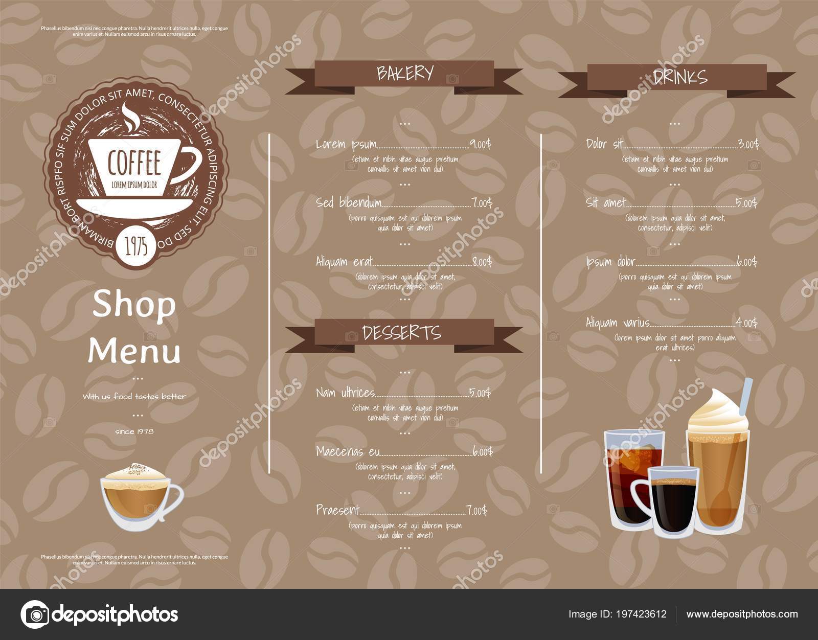 Vector coffee shop horizontal menu template Stock Vector Image by Pertaining To Horizontal Menu Templates Free Download