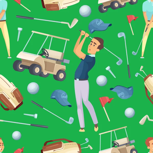 Seamless pattern with sport illustrations at golf theme