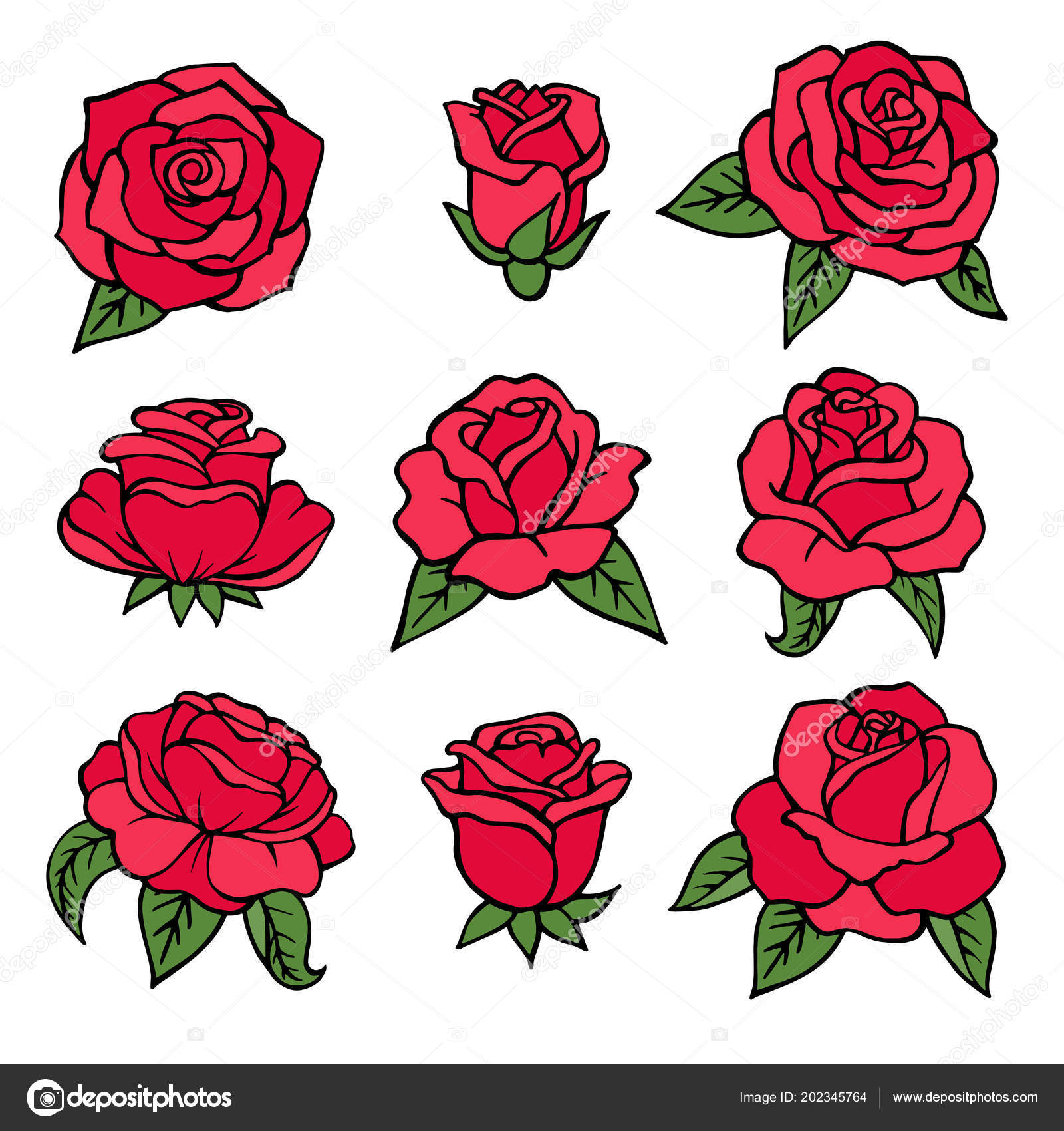 Illustrations Of Plants Red Roses Symbols Of Love Wedding Flowers Isolate On White Stock Vector C Onyxprj