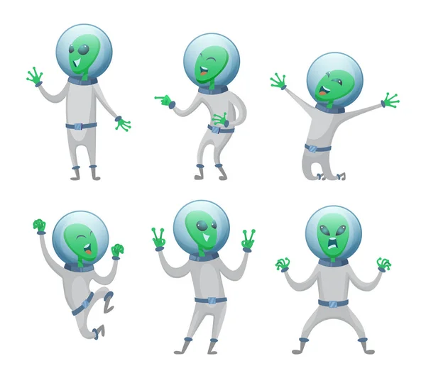 Cartoon aliens in various action poses