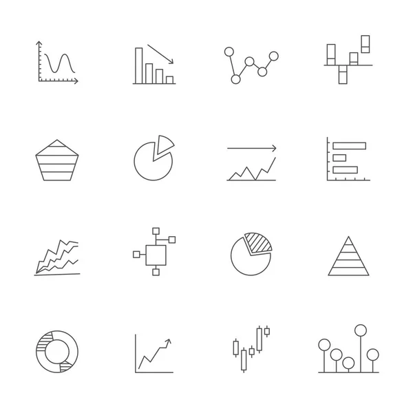 Linear icons of charts. Business icons set isolate