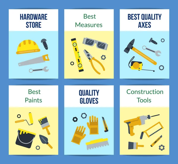 Vector flat construction tools card set