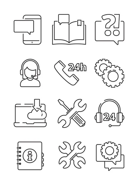 Customer service help icon. Office web or online and telephone support center admin vector linear symbols isolated