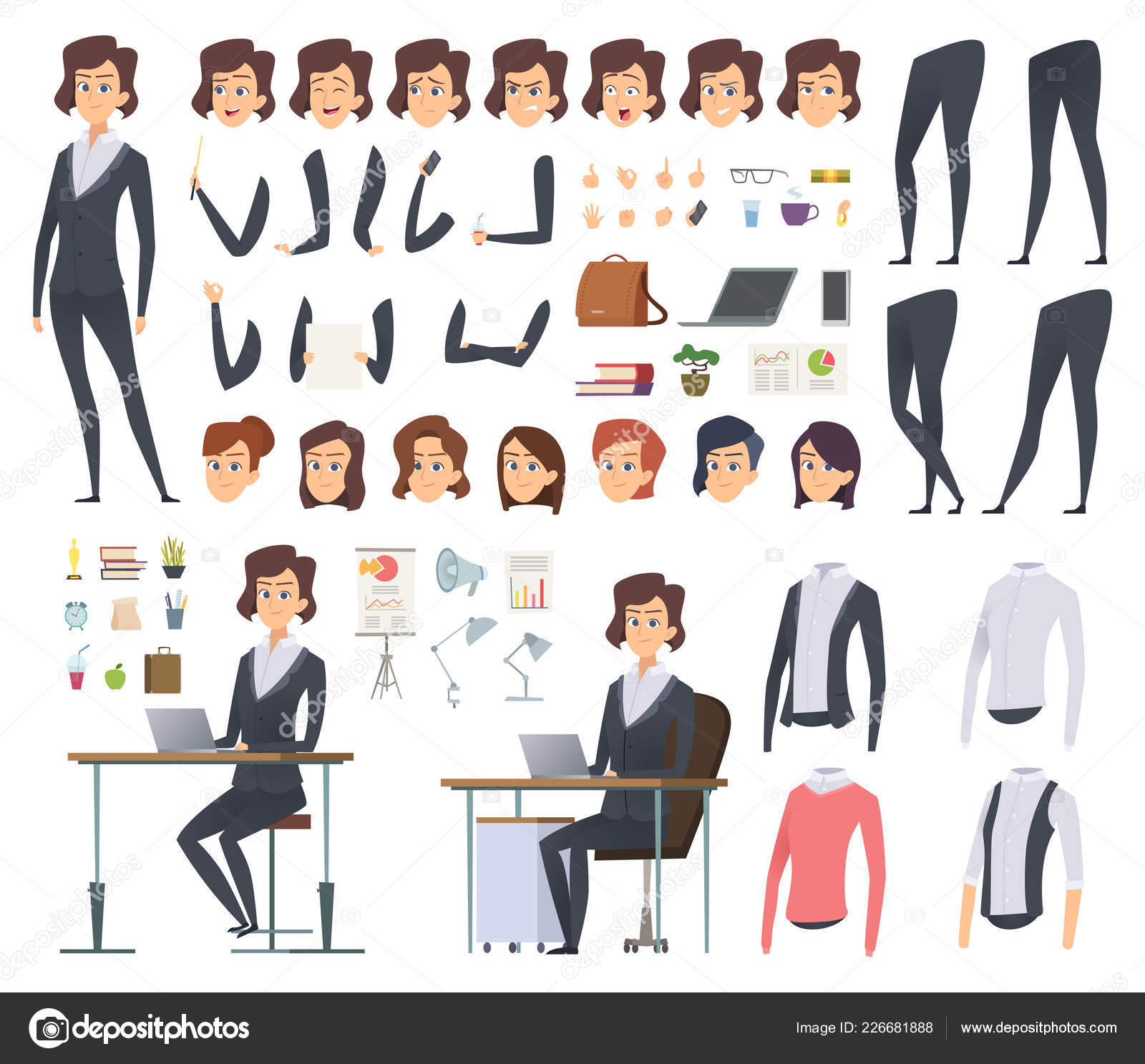 Office Worker VectorRed Head, GingerAnimation Creation SetAdult  Business MaleSuccessful Corporate Officer, Clerk, ServantScene  GeneratorIsolated Flat Character Illustration By Pikepicture -  TheHungryJPEG.com