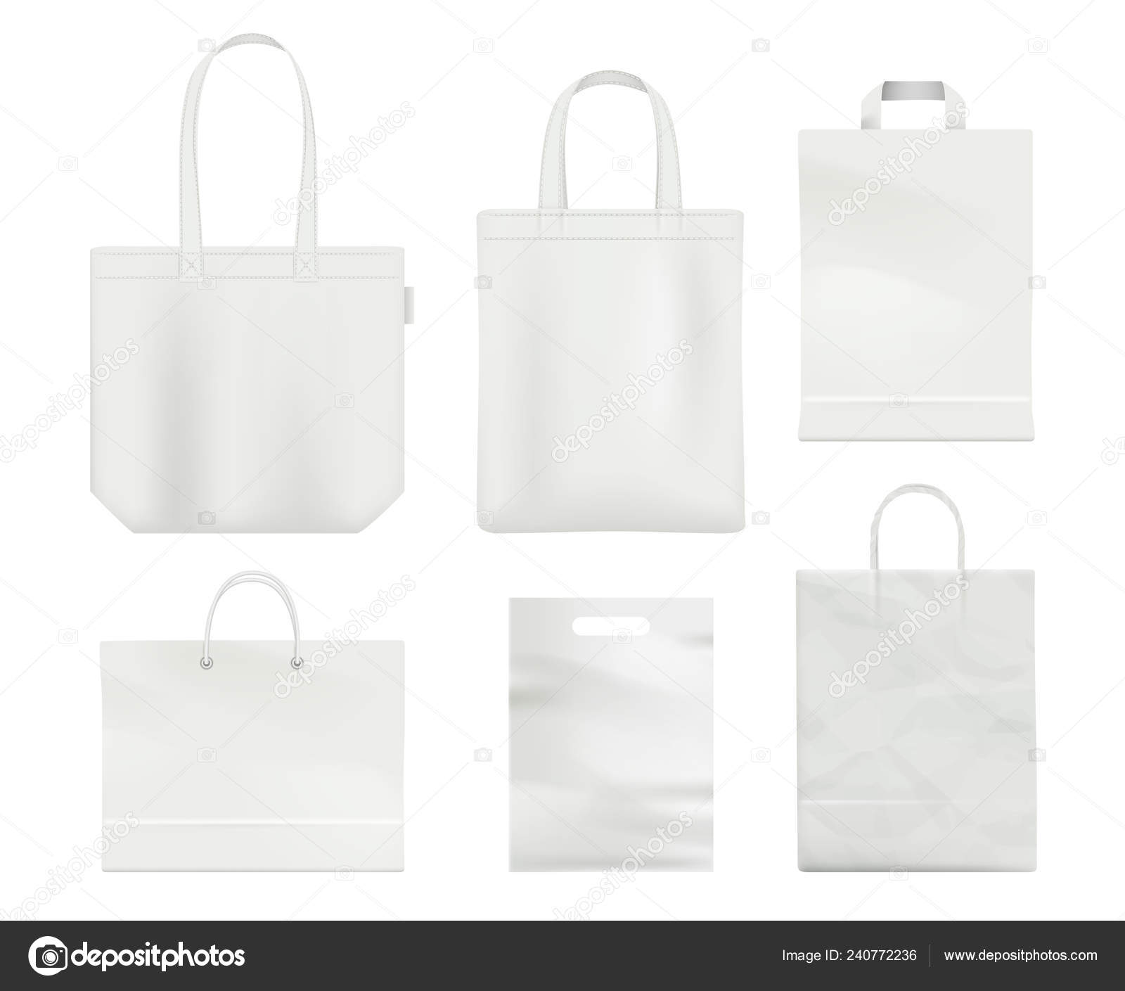 Download Paper Bag Mockup Handle Blank Shopping Bag Empty Realistic White Vector Template Stock Vector Image By C Onyxprj 240772236