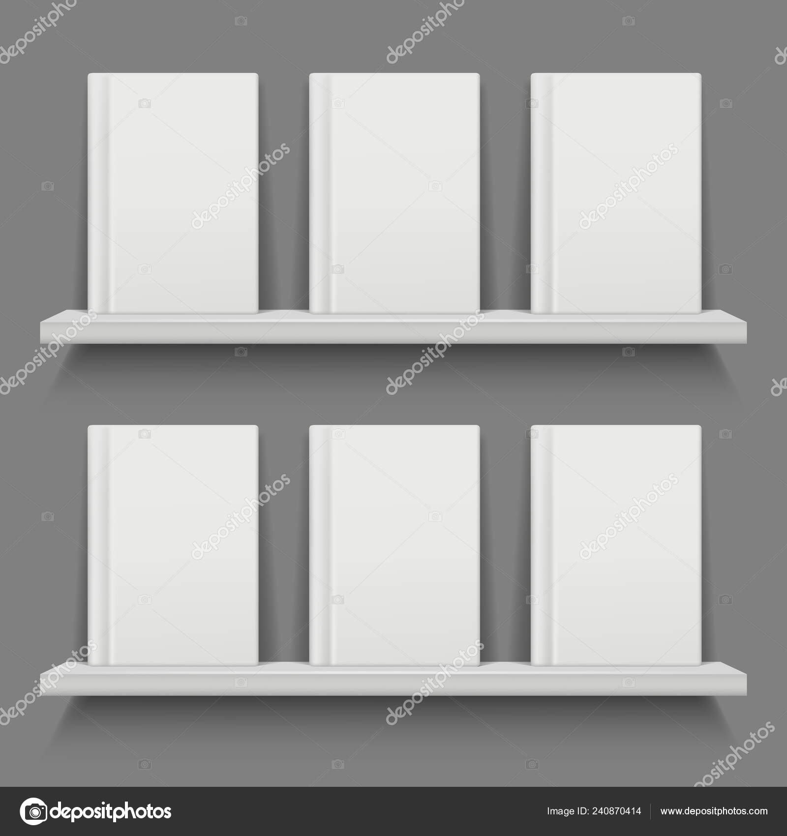 Download Book On Shelf Mockup Book Cover On Shelves Mobile App Web Layout With Front Standing Books Vector Bookshelf Mockup Stock Vector C Onyxprj 240870414 PSD Mockup Templates
