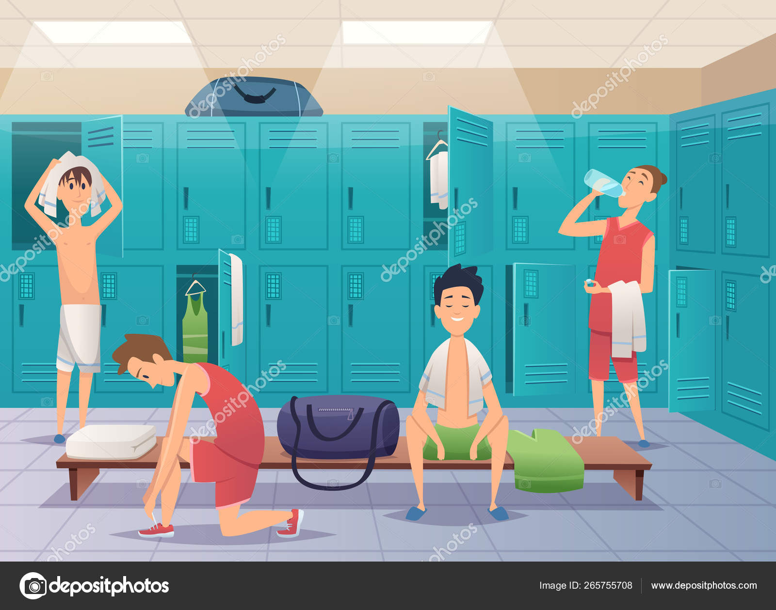 School Locker Room Sport Gym Locker With Kids In College