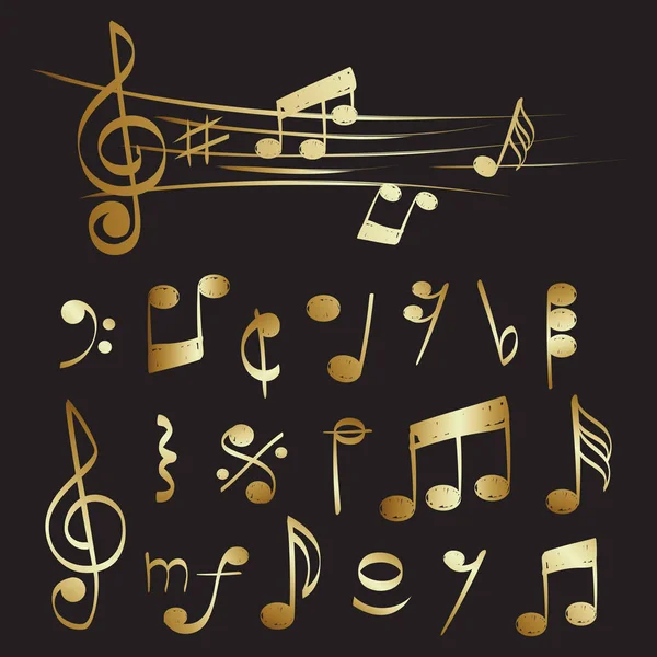 Gold musical note of set vector collection