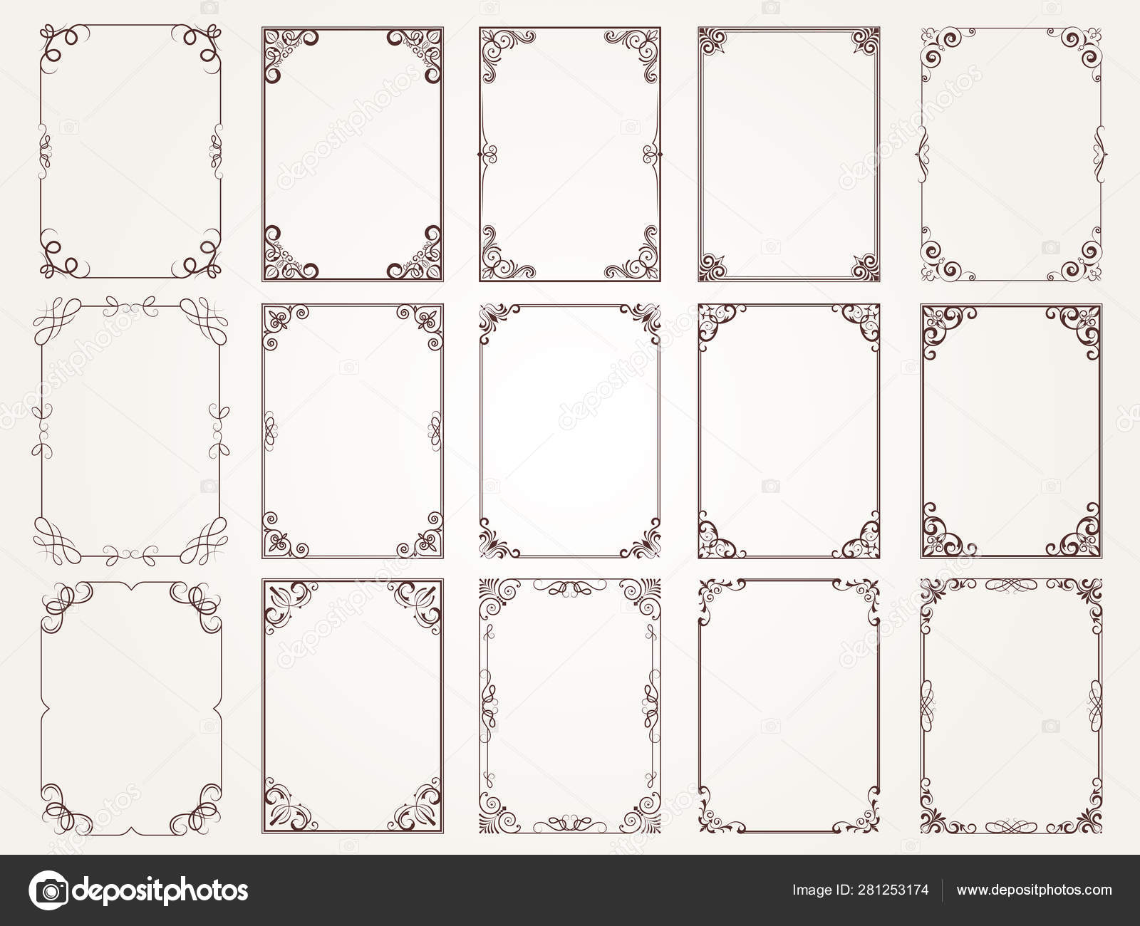 Calligraphic Frames Borders Corners Ornate Frames For Certificate Floral Classic Vector Designs Collection Stock Vector Image By C Onyxprj