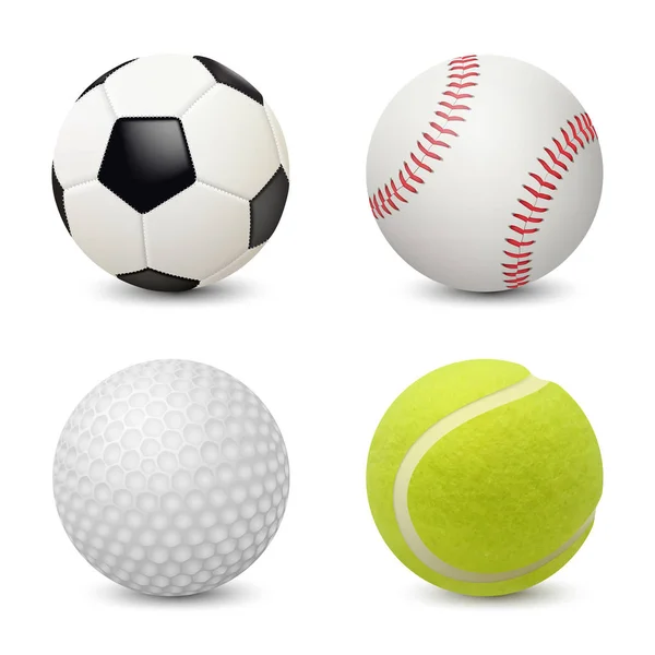 Sport balls. Baseball football tennis golf vector realistic sport equipment