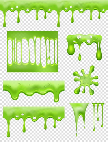 Realistic dripping slime. Seamless green stain of drippings poison