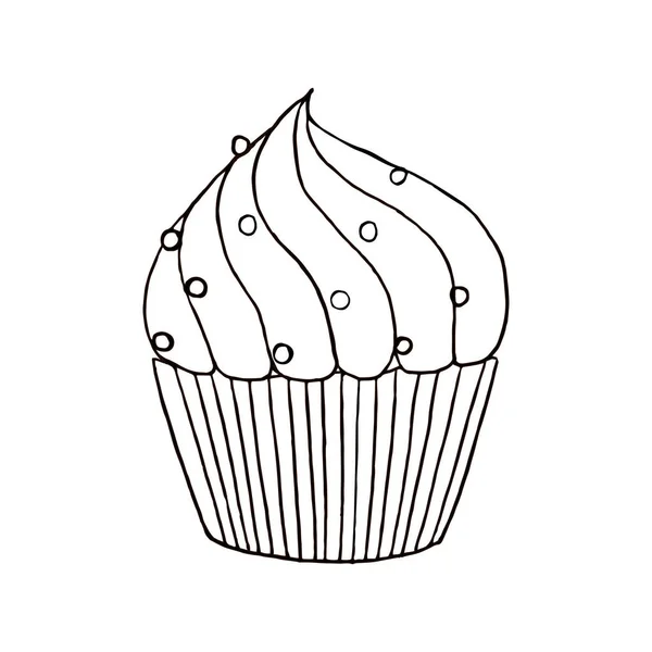 Cupcake Icône Linéaire Illustration Fine Muffin Symbole Contour Schéma Vectoriel — Image vectorielle