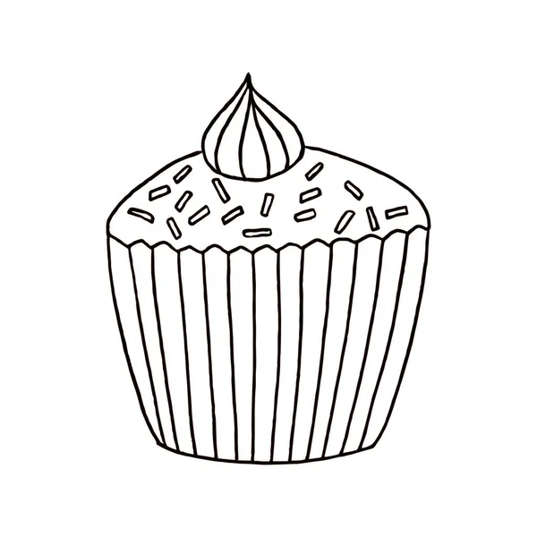 Muffin Aux Myrtilles Icône Vectorielle Ligne Cupcake Symbole Alimentaire Sucré — Image vectorielle