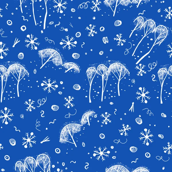 Patrón Invierno Con Copos Nieve Sobre Fondo Azul Para Una — Foto de Stock