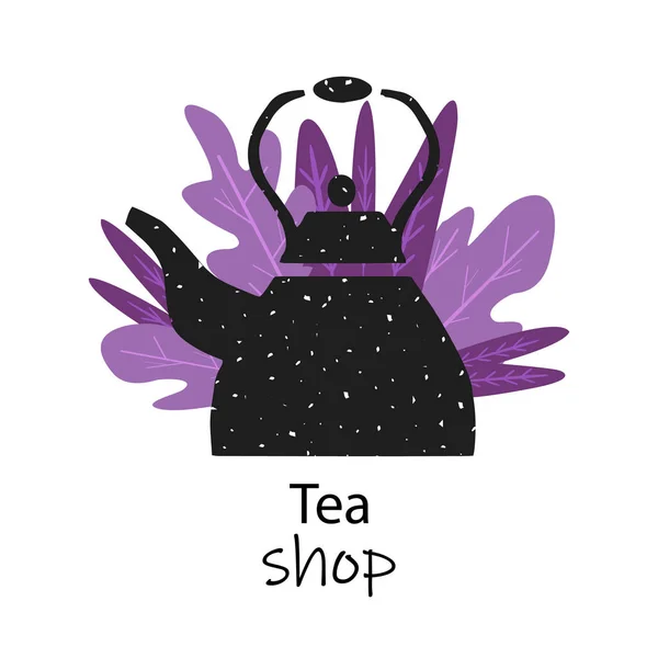 Çay Yaprakları Yazıt Çay Dükkanı Ile Beyaz Bir Leke Siyah — Stok Vektör
