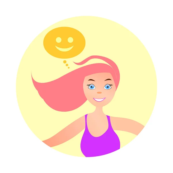 Dívka Letími Růžovými Vlasy Léto Blogger Surfer Jen Smějte Proslov — Stockový vektor