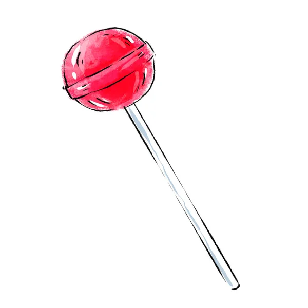 Pembe lolipop illüstrasyon izole beyaz arka plan üzerinde. Şeker çocuklar ve yetişkinler için. Tatlı aksesuar. Sugar Bowl'dan Stick