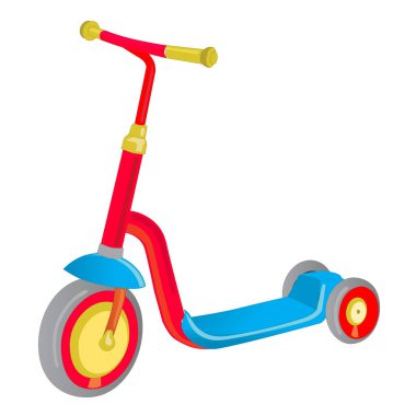 Çocuklar için patenli scooter. Denge bisikleti. Eko Şehir Taşımacılığı. Vektör tekme scooter koleksiyonu. İtme döngüsü beyazda izole edildi