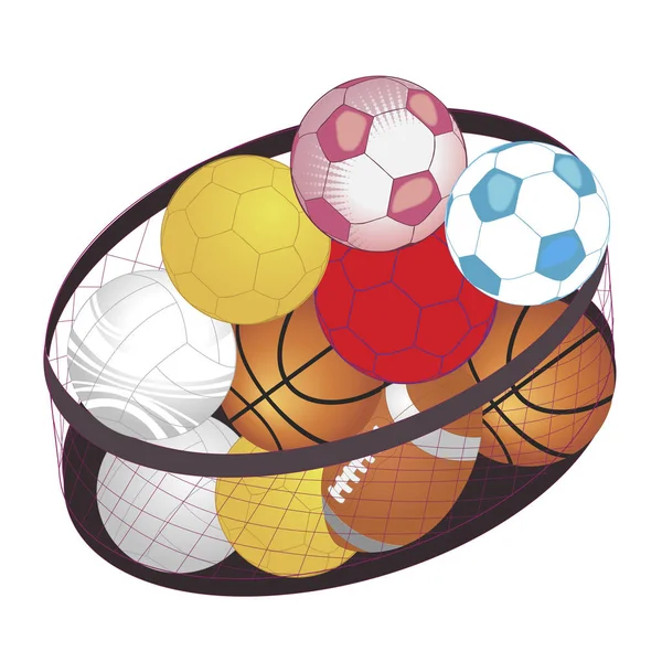 Vector illustration set of sports balls. Football, rugby, tennis, basketball and ball for water polo.