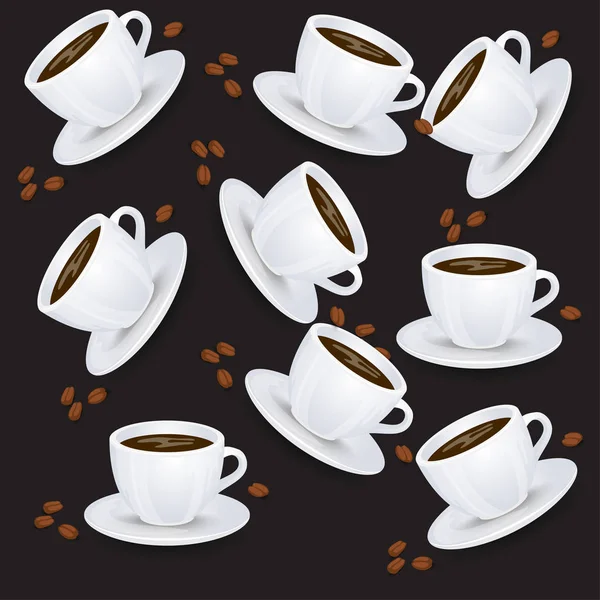 Vector Seamless Pattern Coffee Cups Backdrop Beverages Menus Cafes Bars — Stock Vector