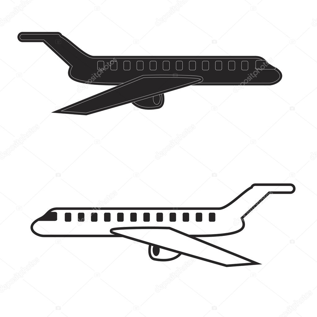 Aircraft icons. Mobile app, printing, web site icon. Simple elements. Monochrome airplane vector illustration