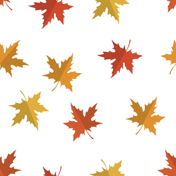 Vector Seamless Pattern Red Yellow Orange Maple Leaves Colors Autumn — Stock Vector