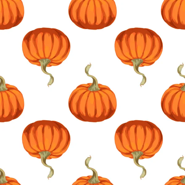Modèle Légumes Tendance Avec Des Citrouilles Orange Sur Fond Blanc — Image vectorielle