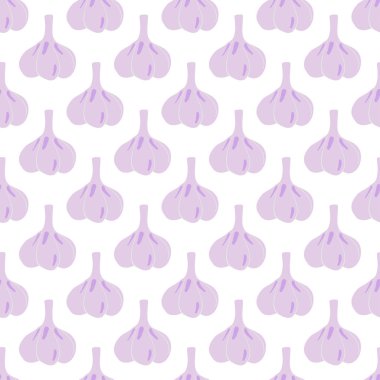 Beyaz zemin üzerine sarımsaklı sebze seamless modeli. Tasarımınız için sağlıklı gıda zemin. Vektör çizim