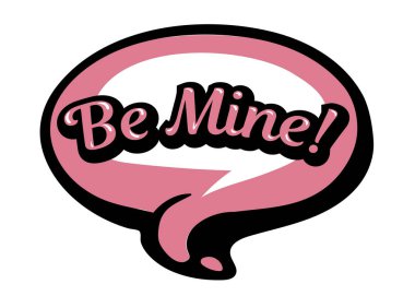 Parlak pembe vektör konuşma balonu benim ol. Beyaz arkaplanda izole edilmiş renkli duygusal simge. Çizgi roman ve çizgi film tarzı