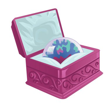 Hazine topu temsili pembe sandık. Beyaz arkaplanda izole edilmiş bir dosya aç