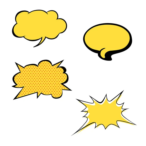 Set Bright Yellow Blank Vector Speech Bubbles Colorful Icons Isolated — Stock Vector