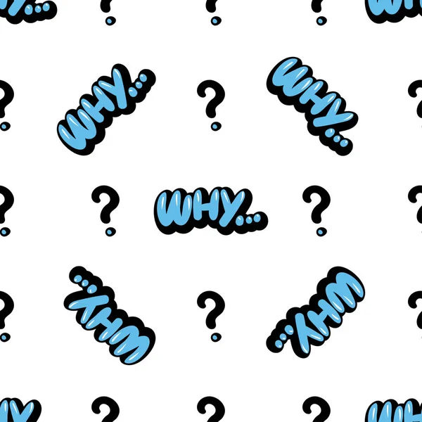 Modèle Vectoriel Sans Couture Avec Mot Bleu Pourquoi Point Interrogation — Image vectorielle