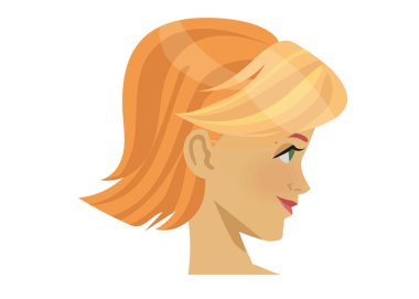 Beyaz arka planda izole edilmiş Lady Avatar düz renk simgesi. Güzel sarışın bir kadının kafası.