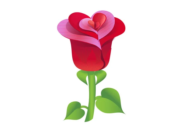 Прекрасна Червона Троянда Ізольована Білому Дизайнерський Елемент Святкових Прикрас Вітальних — стоковий вектор
