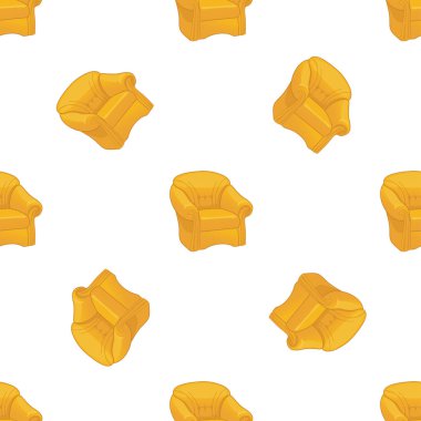 Beyaz arka planda sarı sandalyeli, kusursuz bir model. Tekstil ve diğer tasarımlar için mobilya temaları