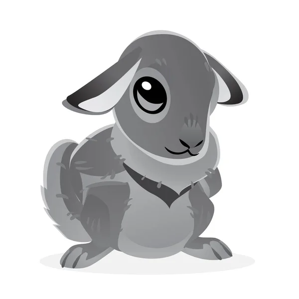 Lindo Conejito Aislado Sobre Fondo Blanco Ilustración Vectorial Liebre Gris — Vector de stock