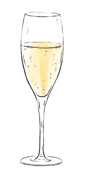 Illustrazione Con Bicchiere Spumante Isolato Fondo Bianco Collezione Champagne Bevande — Foto Stock