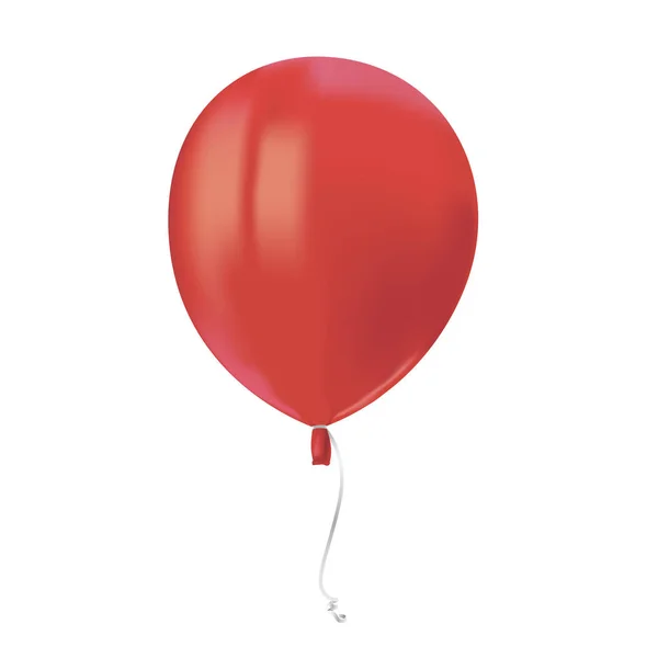 Palloncino Rosso Volante Realistico Con Riflessi Isolati Sfondo Bianco Elemento — Vettoriale Stock