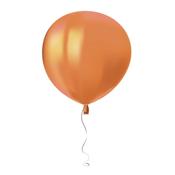 Palloncino Arancio Volante Realistico Con Riflessi Isolati Sfondo Bianco Elemento — Vettoriale Stock