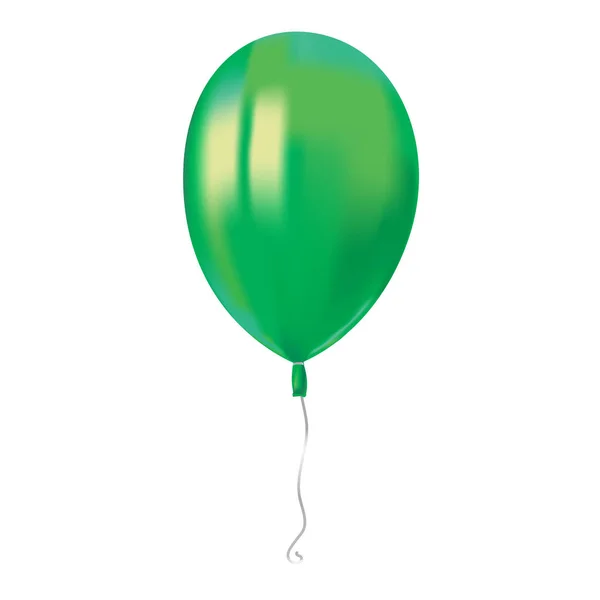 Palloncino Verde Volante Realistico Con Riflessi Isolati Sfondo Bianco Elemento — Vettoriale Stock